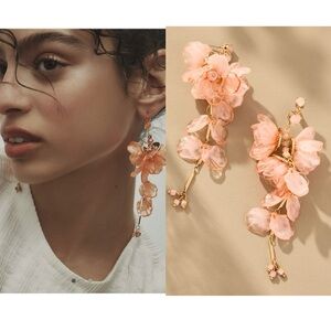 Anthropologie Blossom Drop Earrings light pink